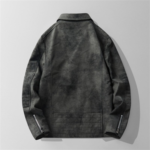 JK897-P100轻熟风机车皮衣外套男秋冬韩版西装领休闲pu皮夹克潮图片