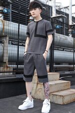 2021夏季新款原创短袖T恤学生五分裤运动套装潮男套装T707-P50，男装套装，星座1206（原A206）