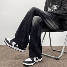 复古蓝色直筒牛仔裤男水洗做旧休闲裤宽松大码长裤子RM020/P55，男装牛仔裤，星座506