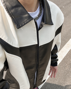 现货新款港风街景自拍风情侣男士PU皮衣皮夹克外套M9914-P88控158图片