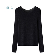 2025秋冬百搭时尚简约圆领长袖针织衫，女装针织衫/毛衣，万禾羊绒