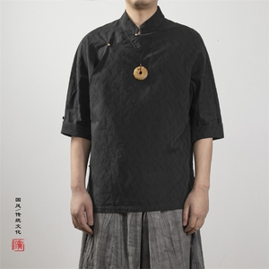 风男装立领斜襟男士唐装短袖衬衫T02P70图片