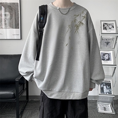 5XL华夫格卫衣男大码胖子圆领长袖t恤HW76382-P30加绒款-P40，男装卫衣，电商A040