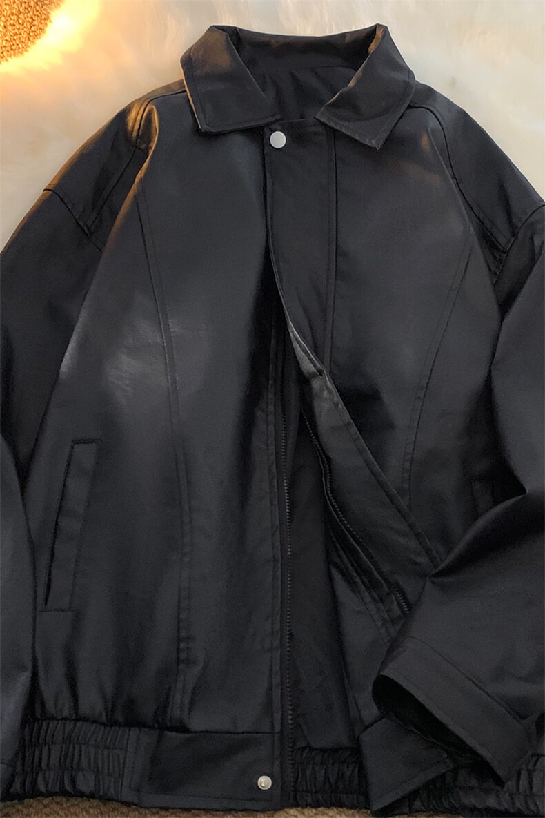 抖音直播！pu皮衣机车服宽松夹克男CP40-特p65控价：118,男装夹克,电商B371