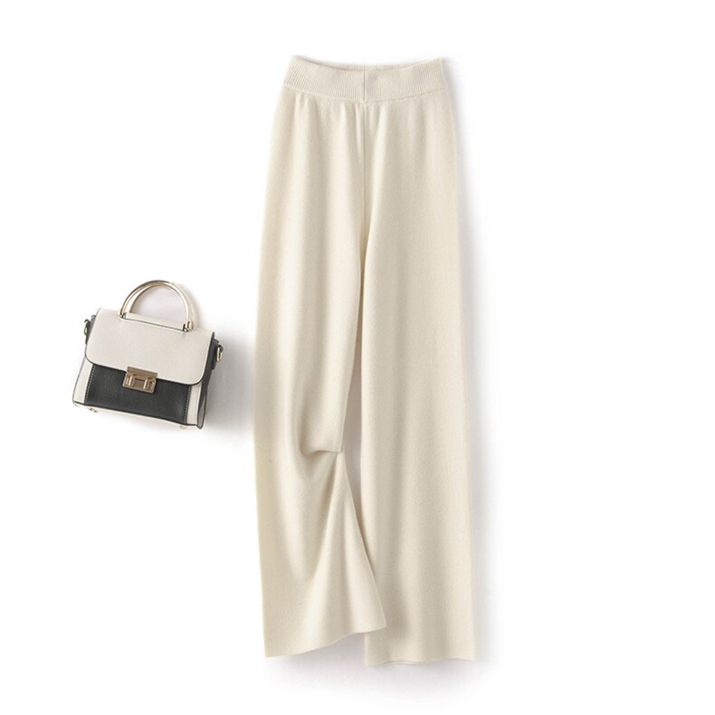 秋冬新款羊绒四平加厚阔腿裤高腰显瘦宽松直筒休闲裤百搭保暖女裤，女装休闲裤，鹏源羊绒