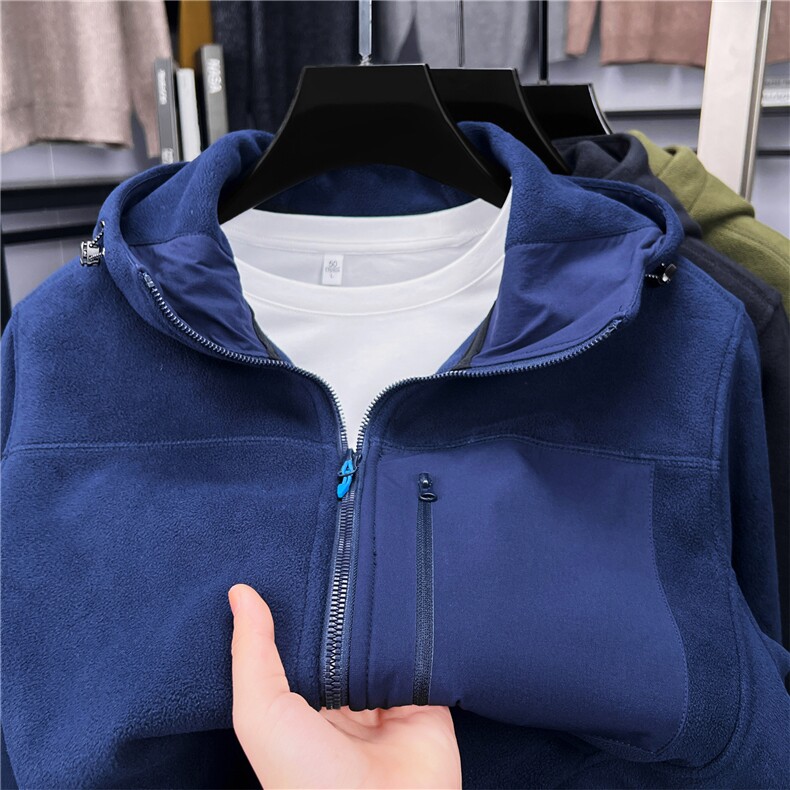 MJ28522男式秋冬新款长袖连帽青年摇粒绒开衫夹克，男装夹克，电商B360A（原721A）