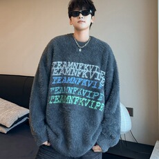 字母印花情侣毛衣秋冬季套头针织衫慵懒风线衣外套男M570Y/P60，男装针织衫/毛衣，星座506