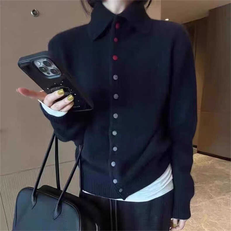 韩版流行潮高领加厚山羊绒毛衣外套女宽松显瘦polo领针织打底开衫,女装羊绒衫,琳华羊绒