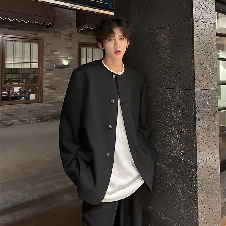 春装简约风单排无领潮男休闲小西装A071-L11-P98，男装西服，电商A071