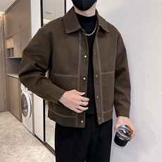 社会小伙高端呢子拼色宽松韩版外套大衣夹克男A236-JK8020-P130，男装夹克，电商A236