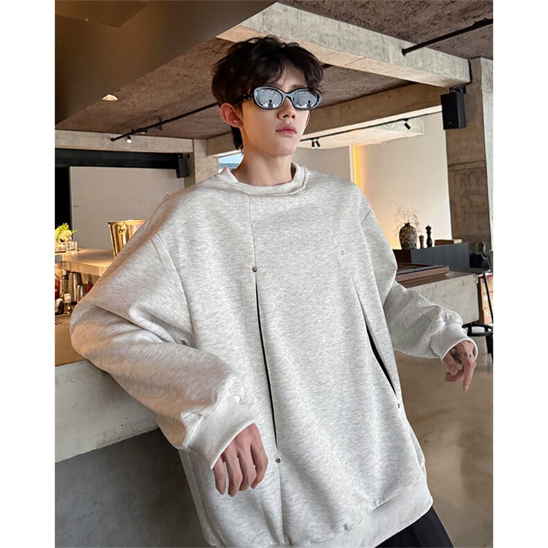 WY10152-特P45控78小众撞色拼接破缝假两件大码男大码情侣卫衣,男装卫衣,电商A059