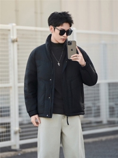 标50绒男士立领短款皮羽绒服保暖外套5856-P235(控券后318)，男装羽绒服，电商B328