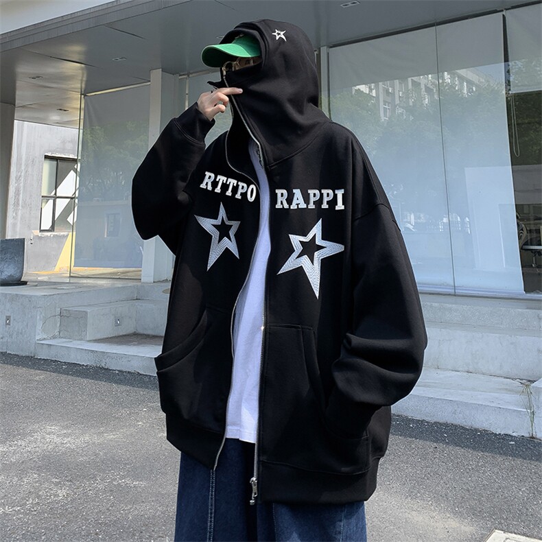WY12-P42美式复古加绒牛仔丝连帽开衫卫衣外套,男装卫衣,星座1501-1