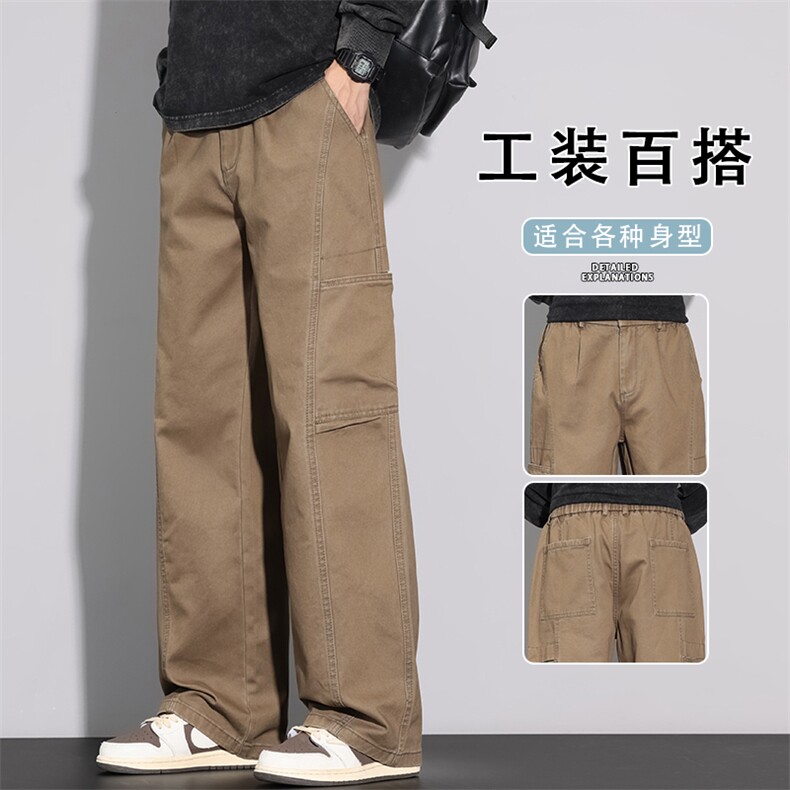 美式休闲工装裤男士2026春季新款潮流纯棉直筒长裤子K6650-P60，男装工装外套，星座610（原A335）