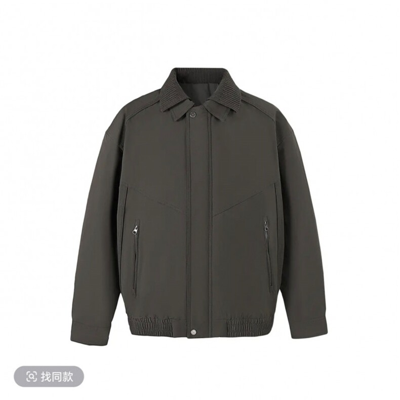 抖音数据款设计师款螺纹双层领防风棉服夹克男A329-C3623-P135,男装夹克,电商A329
