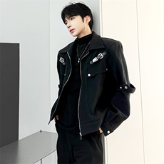 （）短款夹克男小众金属解构外套男(裤子2611）5061-P95，男装夹克，星座910-5