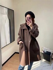 2021秋冬新款欧洲站时尚简约纯色百分百羊毛双面呢外套，其它，L·H·X