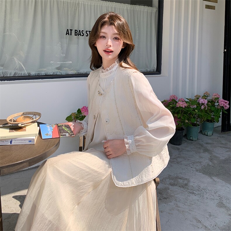 新款现货上新2025重工刺绣甜美百搭马甲女85021-208A-P120-K225,女装马甲,浙宝208A