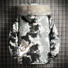 MC49013-P135日系潮衣男大码派克服男工装服外套袄网格，男装棉衣，电商A040A