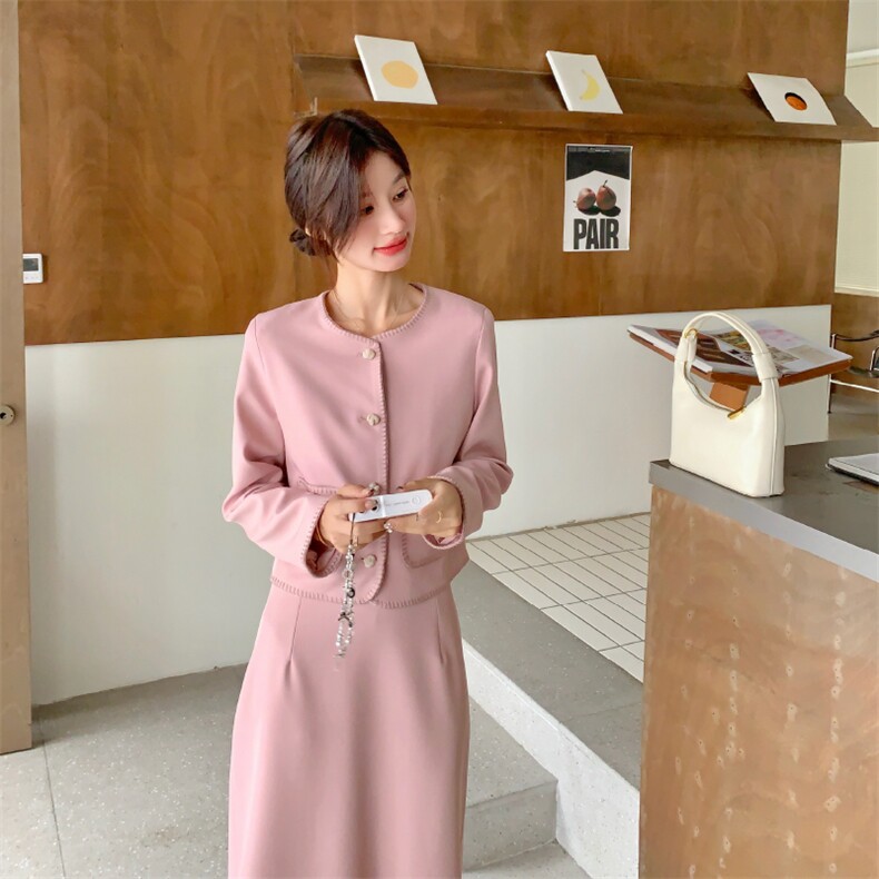 2026秋季新款现货轻熟风粉色气质高级套装裙P185K278,女装套装/套裙,2D146