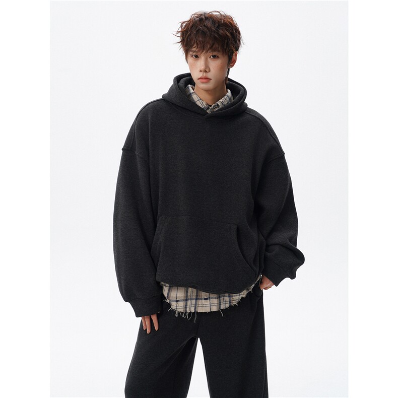 M-8XL重磅双流纺毛圈休闲宽松连帽卫衣套装1710/小码P95大码P105，男装休闲套装，电商B238