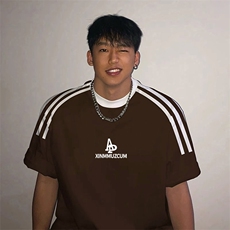 夏季美式高街重磅纯棉三条杠织带撞色男女短袖T恤ZD292-特P30，男装T恤，电商A486
