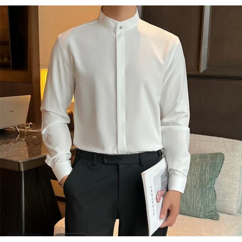 网图慎用B216CS361P452025秋冬男衬衫小立领新中式衬衣,男装衬衫,电商B216（原B302）