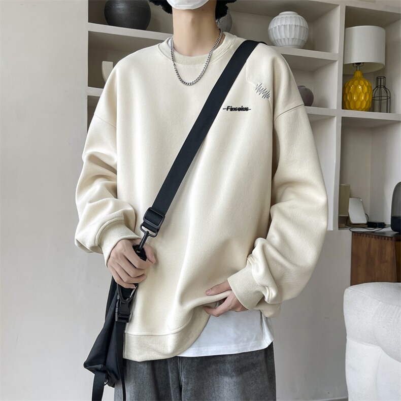 B368P35加厚慵懒风休闲情侣针织衫男女打底衫卫衣带图片