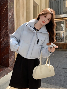现货新款羽绒服女短款韩版立领简约加厚小个子高级感面包服外套潮图片