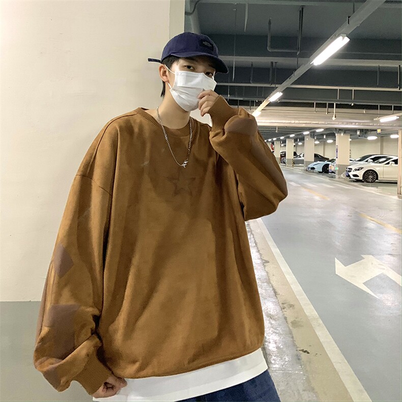 22秋新款麂皮发泡印花宽松休闲oversize套头卫衣B266-Y605-P60,男装卫衣,星座B257-1