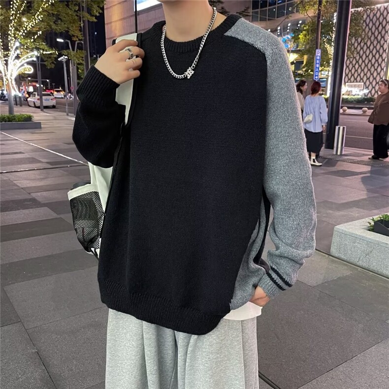 拼色美式休闲针织毛衣男秋冬潮牌男士内搭打底衫上衣MA6001,男装针织衫/毛衣,星座1116A-1（原606A）