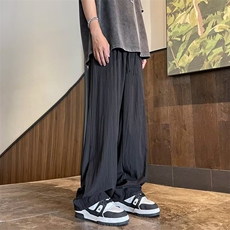 夏季薄款褶皱速干冰丝裤男士裤子潮流美式休闲直筒裤百搭宽松长裤，男装休闲裤，星座1013