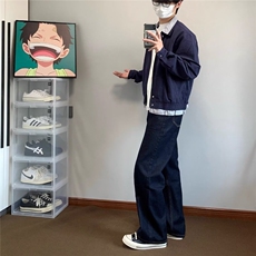 高腰慵懒阔腿牛仔裤2025新款显高显瘦宽松小个子拖地长裤子，男装牛仔裤，星座506A