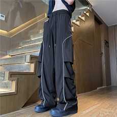 抖音品质夏季新款薄款冰丝褶皱宽松休闲裤B315-K24206-特p40控78，男装休闲裤，电商B315