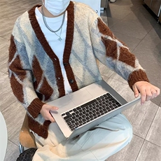 V领毛衣春秋款设计感日系慵懒温柔风港味复古chic开衫针织外套，男装针织衫/毛衣，星座716-4