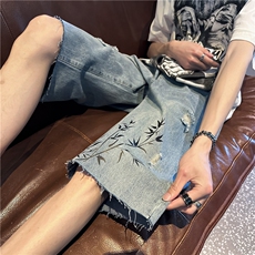 D2058-p45-控68现货风宽松cleanfit牛仔裤七分裤黑暗，男装牛仔裤，星座116