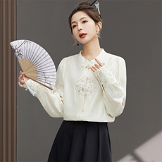 【现货8折】国风重工刺绣新中式衬衫马面裙上衣，女装衬衫，丽影随形