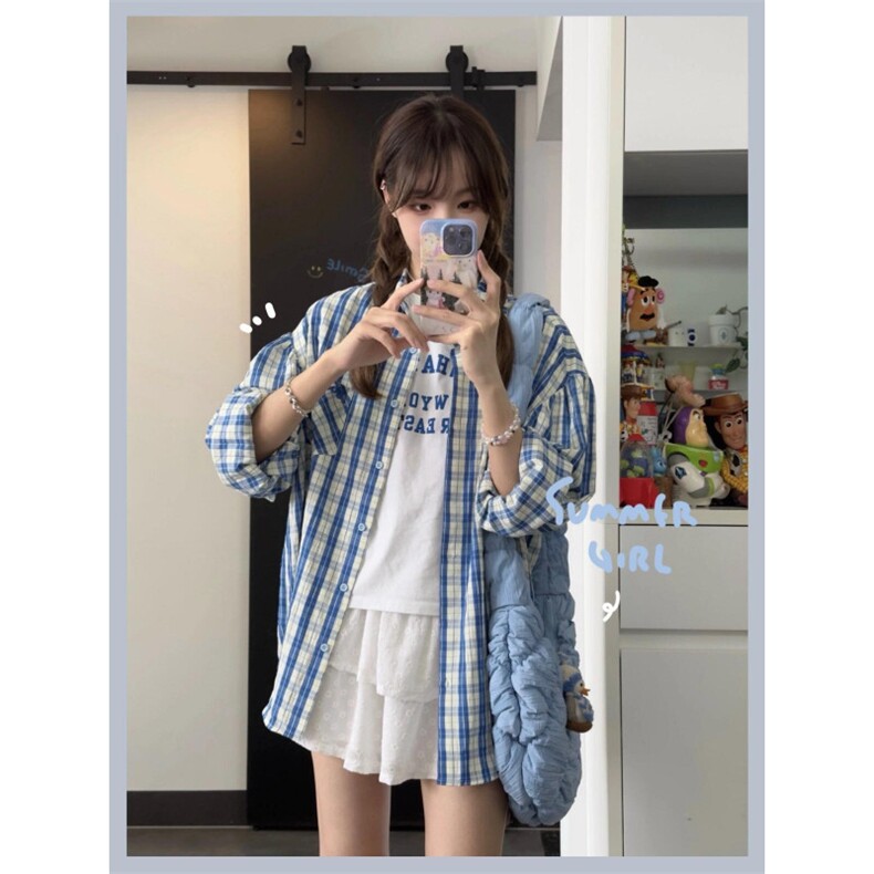 【有货】cleanfit蓝白格子衬衫男美式复古长袖衬衣N316LL-特P45,男装衬衫,星座1007（原301D）