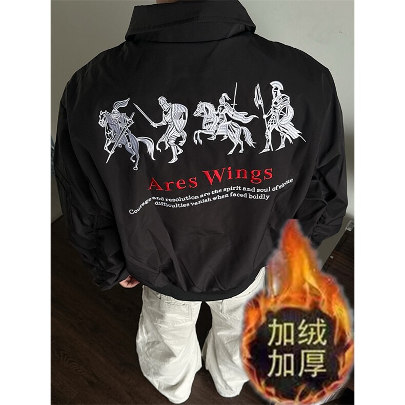美式老钱风棉衣刺绣BOXY短宽休闲简约cleanfit拉链百搭外套图片