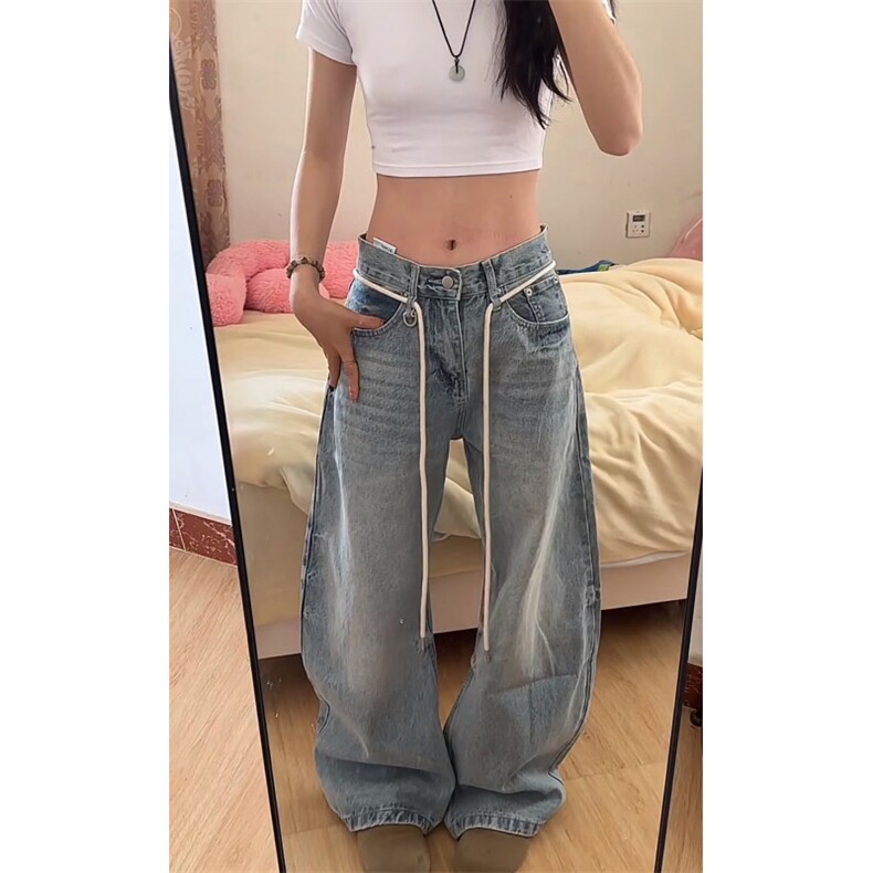 慵懒新款流行美式cleanfit弯刀裤水洗浅色情侣文艺简约ins无品牌,男装休闲裤,星座601-1