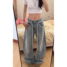 慵懒新款流行美式cleanfit弯刀裤水洗浅色情侣文艺简约ins无品牌，男装休闲裤，星座601-1