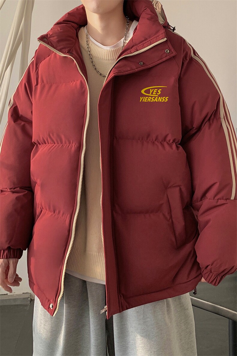 拼三条杠宽松男女情侣面包服羽绒棉连帽棉衣C408M1248P100,男装棉衣,电商C408(原B339-1)
