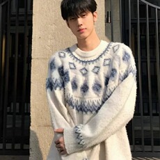 2025美式时尚圆领长袖毛衣秋季新款潮牌情侣休闲百搭软糯针织上衣，男装针织衫/毛衣，星座506A