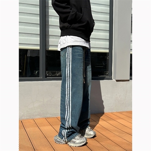 B221 美式ins高街小众宽松三条杠运动牛仔裤 LK23130-P60 控78图片