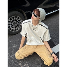 网图现货美式宽松复古设计感圆领T恤男T0258/特P36，男装T恤，星座205-3