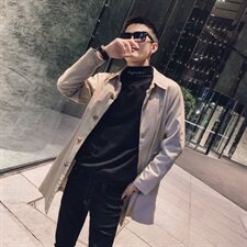 社会风秋装修身中长款单排扣风衣夹克外套B297-1937-P115控148，男装风衣，电商B297