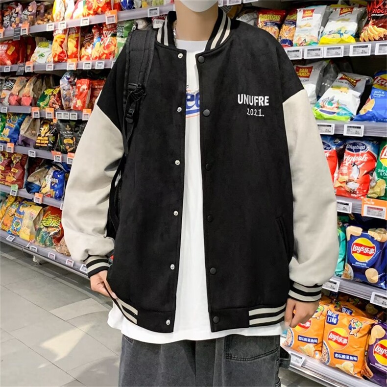 秋季外套男潮牌ioversize高街ins设计感小众棒球服夹克 W4881-P40图片