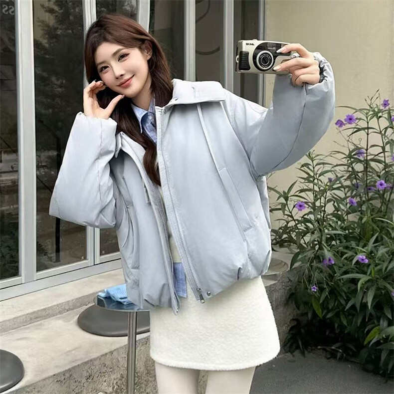 时尚立领短款羽绒服女2025冬新款小个子宽松显瘦保暖白鸭绒外套，女装羽绒服，琦鑫阁（原依鑫阁）