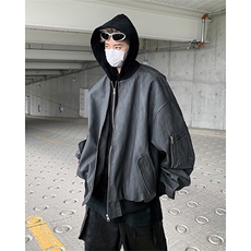 秋季新款港风美式原版质量做旧PU皮假两件连帽夹克insJK1326-P83，男装夹克，星座313A(原308A-2)