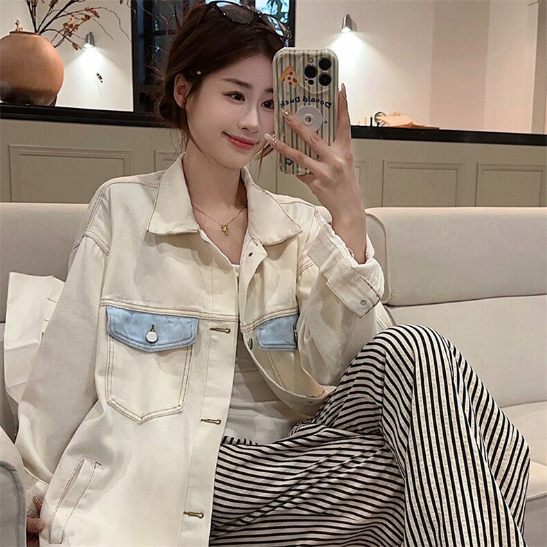 水洗牛仔外套新款秋冬季宽松美式复古小香风设计感小众NZ016-75,男装工装外套,星座911-3
